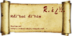 Rábai Áhim névjegykártya